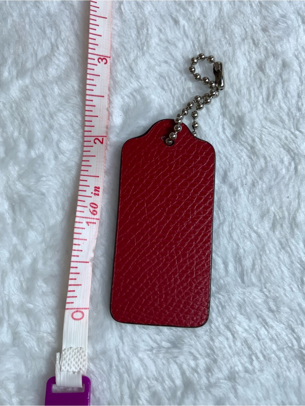 Coach Orange Leather Key Tag with Ball Chain - Picture 2 of 2